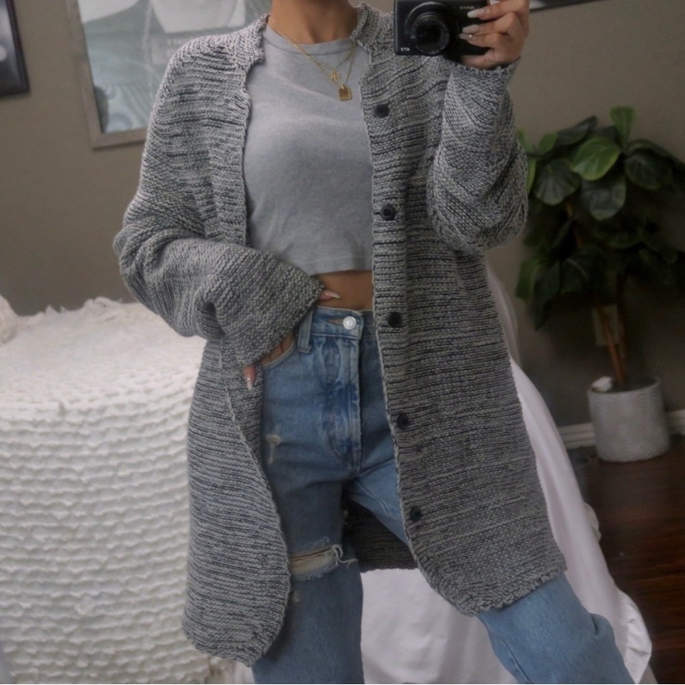 Hannes Roether Cashmere Marl Knit Cardigan Sweater